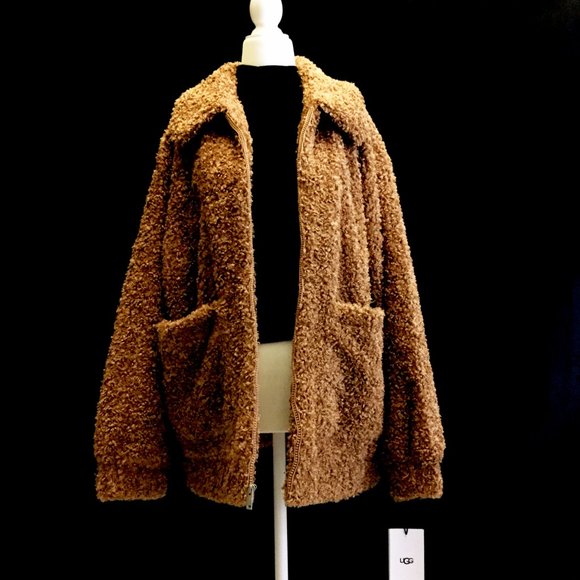 New UGG Kaley Teddy Bear Faux Fur Coat - Picture 10 of 16